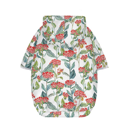 Watercolor Bouvardia Print Dog Zip Up Hoodie