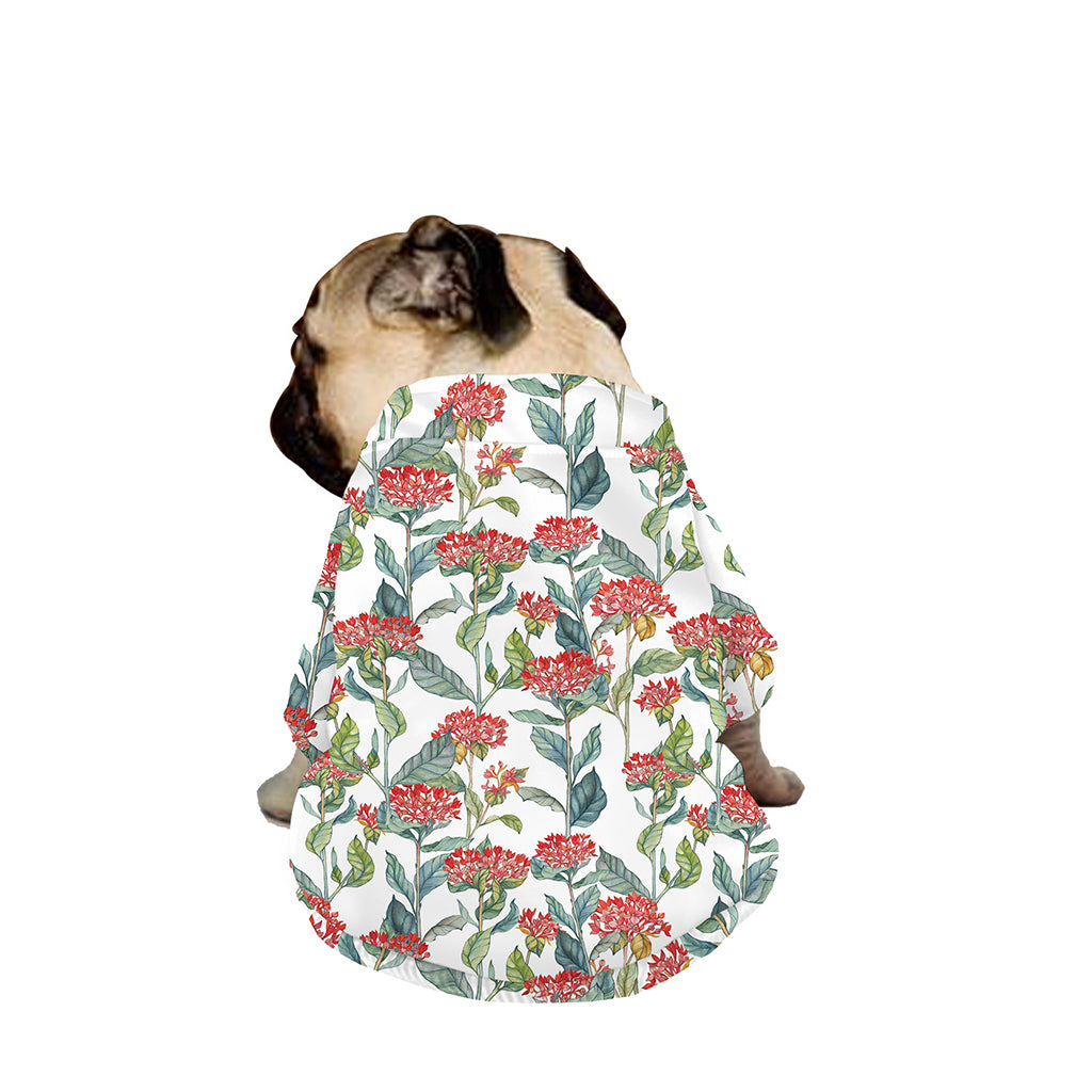 Watercolor Bouvardia Print Dog Zip Up Jacket