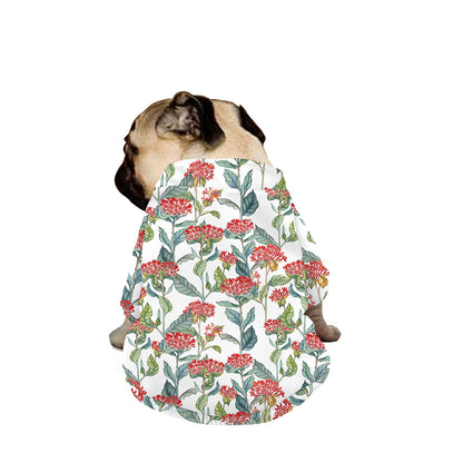 Watercolor Bouvardia Print Dog Zip Up Jacket