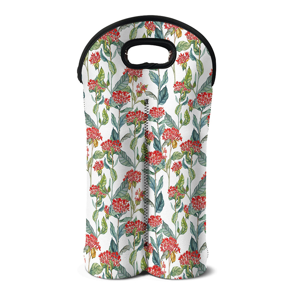 Watercolor Bouvardia Print Double Neoprene Wine Tote