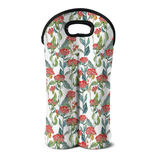 Watercolor Bouvardia Print Double Neoprene Wine Tote