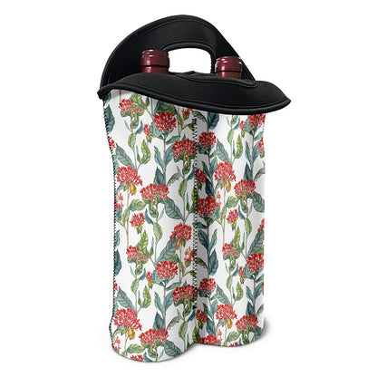 Watercolor Bouvardia Print Double Neoprene Wine Tote