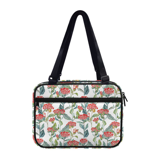 Watercolor Bouvardia Print Double Strap Bible Bag