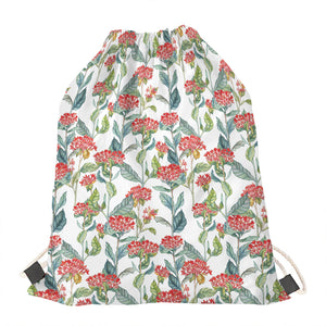 Watercolor Bouvardia Print Drawstring Bag