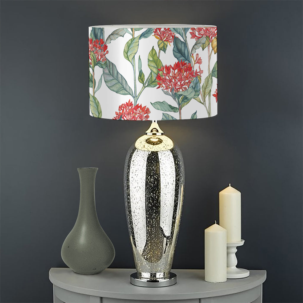 Watercolor Bouvardia Print Drum Lamp Shade