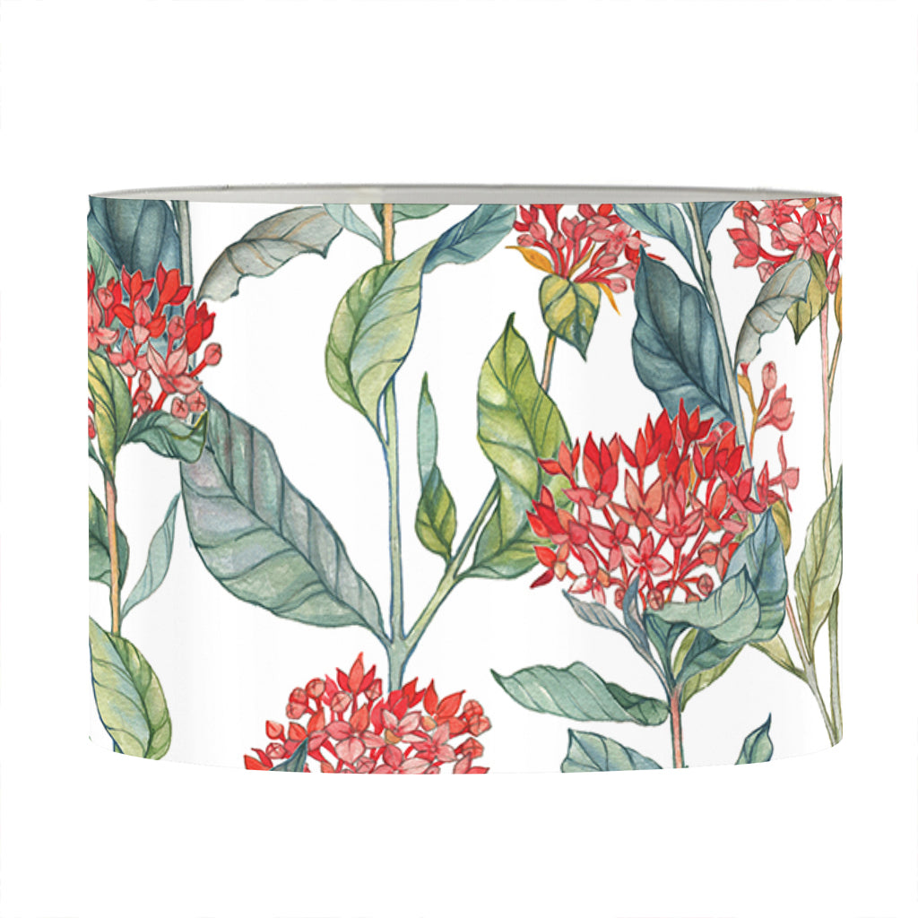 Watercolor Bouvardia Print Drum Lamp Shade