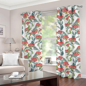 Watercolor Bouvardia Print Grommet Curtains