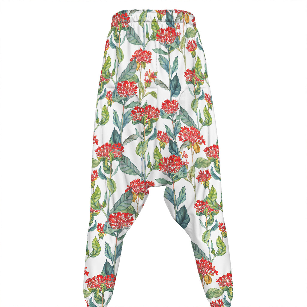 Watercolor Bouvardia Print Hammer Pants