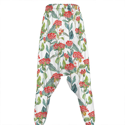 Watercolor Bouvardia Print Hammer Pants