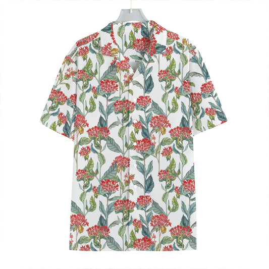 Watercolor Bouvardia Print Hawaiian Shirt