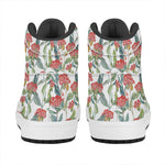 Watercolor Bouvardia Print High Top Leather Sneakers