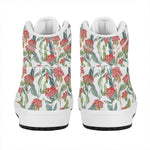 Watercolor Bouvardia Print High Top Leather Sneakers