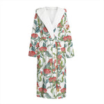 Watercolor Bouvardia Print Hooded Bathrobe