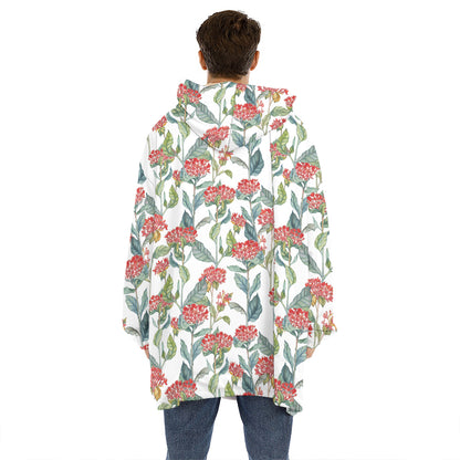Watercolor Bouvardia Print Hoodie Blanket