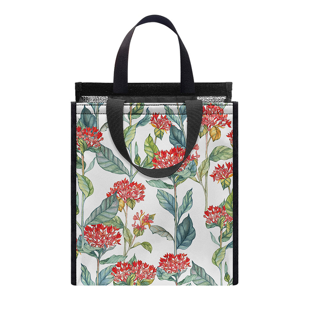 Watercolor Bouvardia Print Insulated Lunch Tote