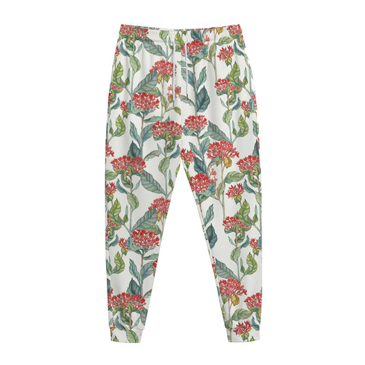 Watercolor Bouvardia Print Jogger Pants