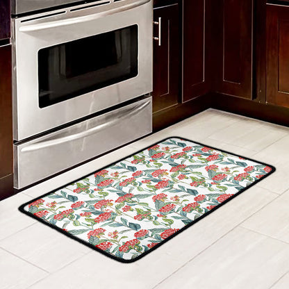 Watercolor Bouvardia Print Kitchen Mat