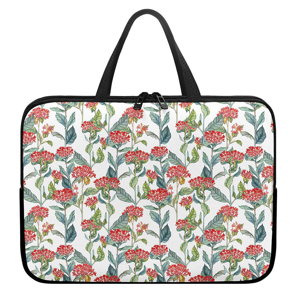 Watercolor Bouvardia Print Laptop Sleeve With Handle