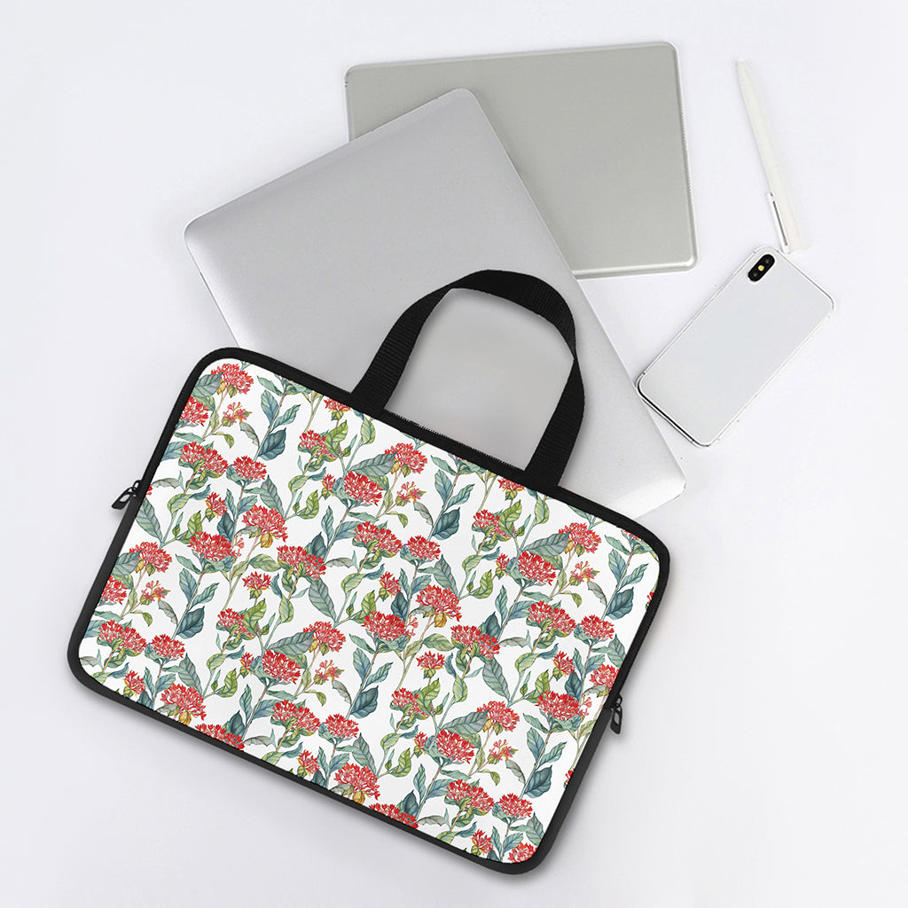 Watercolor Bouvardia Print Laptop Sleeve With Handle