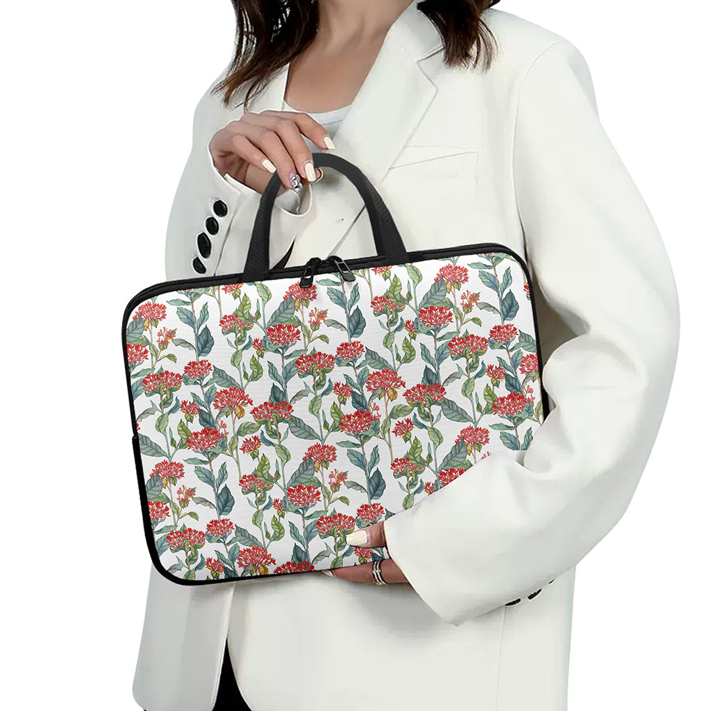 Watercolor Bouvardia Print Laptop Sleeve With Handle