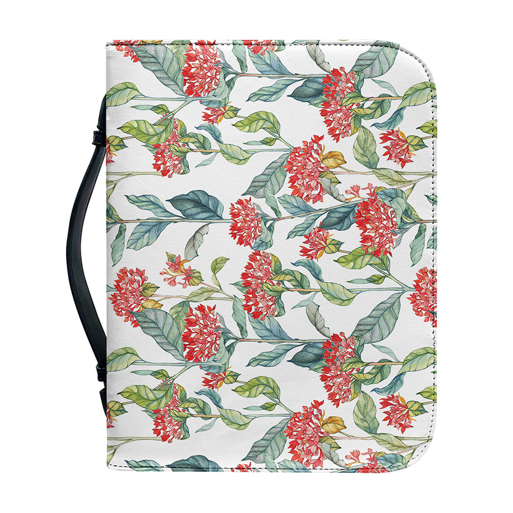 Watercolor Bouvardia Print Leather Bible Cover