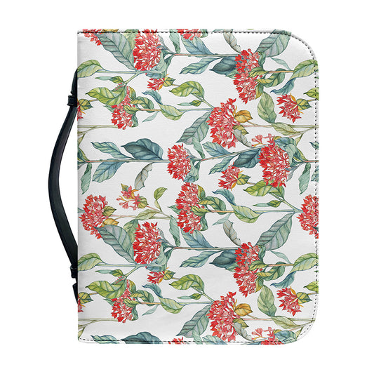 Watercolor Bouvardia Print Leather Bible Cover