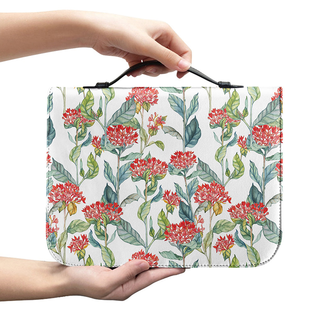 Watercolor Bouvardia Print Leather Bible Cover