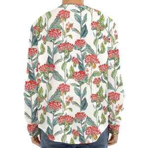 Watercolor Bouvardia Print Long Sleeve Baseball Jersey