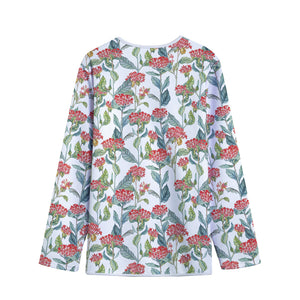 Watercolor Bouvardia Print Long Sleeve Short Coat