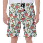 Watercolor Bouvardia Print Men's Beach Shorts