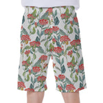 Watercolor Bouvardia Print Men's Beach Shorts