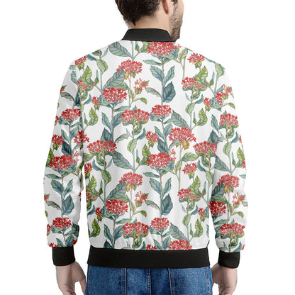 Watercolor Bouvardia Print Men's Bomber Jacket