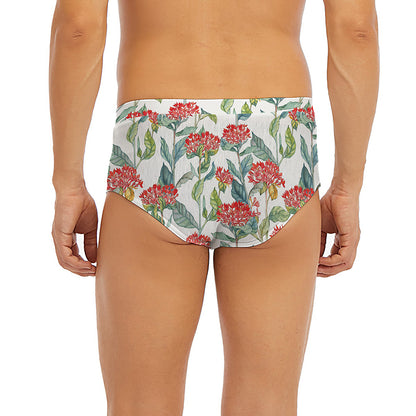 Watercolor Bouvardia Print Men's Briefs