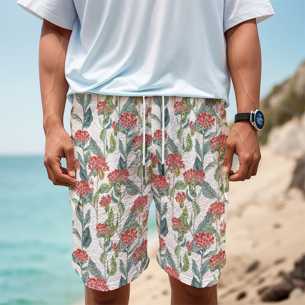 Watercolor Bouvardia Print Men's Cargo Shorts