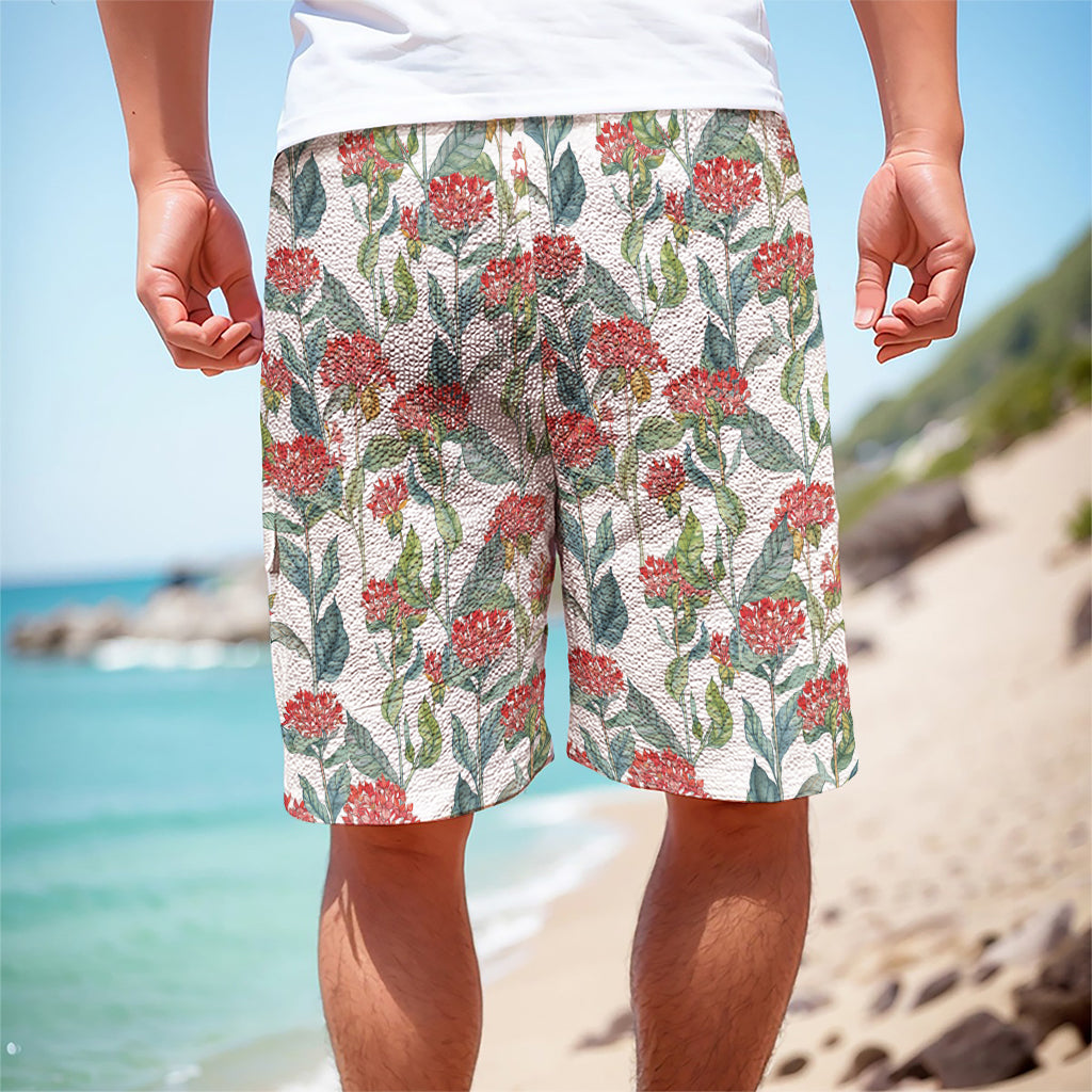 Watercolor Bouvardia Print Men's Cargo Shorts