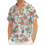 Watercolor Bouvardia Print Men's Deep V-Neck Shirt