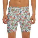 Watercolor Bouvardia Print Men's Long Boxer Briefs