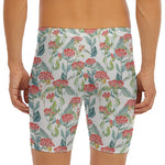 Watercolor Bouvardia Print Men's Long Boxer Briefs