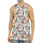 Watercolor Bouvardia Print Men's Muscle Tank Top