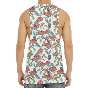 Watercolor Bouvardia Print Men's Muscle Tank Top