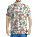 Watercolor Bouvardia Print Men's Polo Shirt