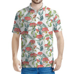 Watercolor Bouvardia Print Men's Polo Shirt