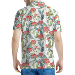 Watercolor Bouvardia Print Men's Polo Shirt