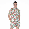 Watercolor Bouvardia Print Men's Romper