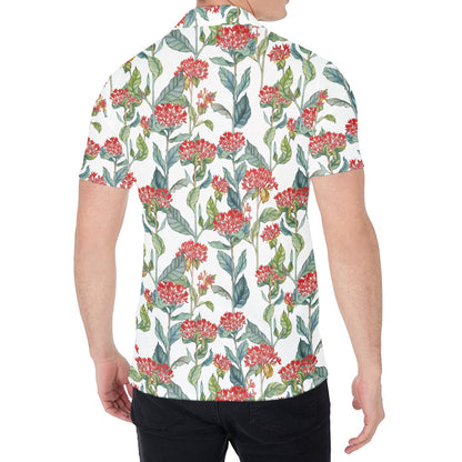 Watercolor Bouvardia Print Men's Shirt