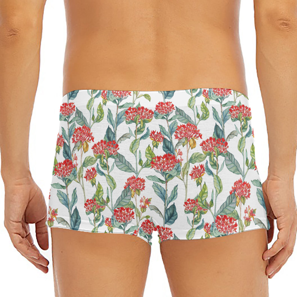Watercolor Bouvardia Print Men's Short Boxer Briefs