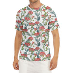 Watercolor Bouvardia Print Men's Short Sleeve Rash Guard