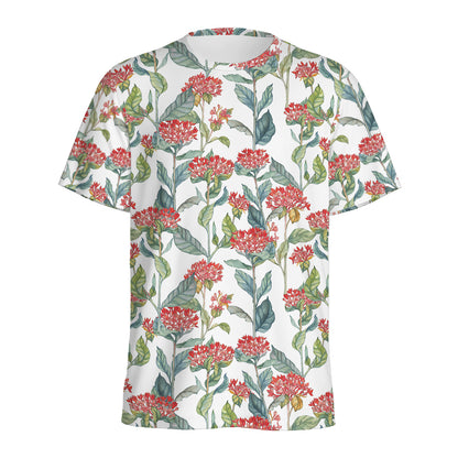 Watercolor Bouvardia Print Men's Sports T-Shirt