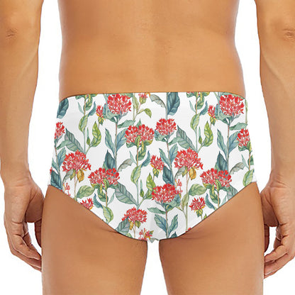 Watercolor Bouvardia Print Men's Triangle Swim Briefs