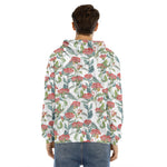 Watercolor Bouvardia Print Men's Velvet Pullover Hoodie